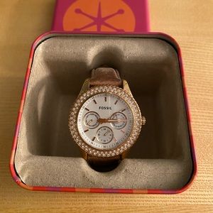 Fossil Watch - rose gold and genuine leather